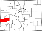 State map highlighting Montrose County