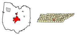 Location of Shelbyville in Bedford County, Tennessee.