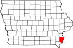 State map highlighting Des Moines County