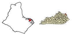 Location of Raceland in Greenup County, Kentucky.