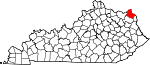 State map highlighting Greenup County