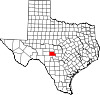 State map highlighting Kimble County