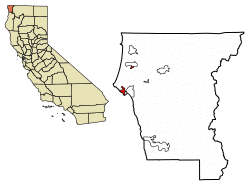Location of Crescent City in Del Norte County