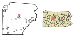 Location of Clearfield in Clearfield County, Pennsylvania.