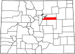 State map highlighting Arapahoe County