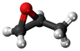 Ball-and-stick model of the propylene oxide molecule