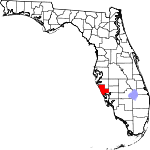 A state map highlighting Sarasota County in the southern part of the state. It is medium in size.