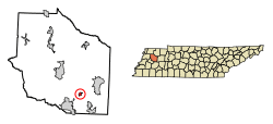 Location of Gibson in Gibson County, Tennessee.
