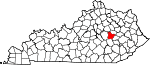State map highlighting Estill County