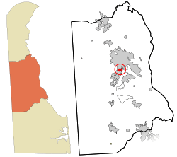 Location in Kent County and the state of Delaware.
