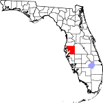 A state map highlighting Hillsborough County in the middle part of the state. It is large in size.