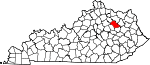State map highlighting Bath County