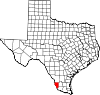 State map highlighting Zapata County