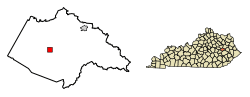 Location of Campton in Wolfe County, Kentucky.