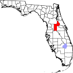 A state map highlighting Lake County in the middle part of the state. It is large in size and narrow in shape.