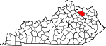 State map highlighting Fleming County