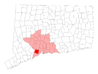 Location in New Haven County, Connecticut
