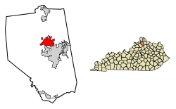 Location of Dry Ridge in Grant County, Kentucky.
