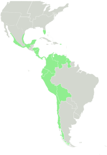 Range of Annona cherimola-Current.svg