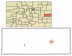Location of Cheyenne Wells in Cheyenne County, Colorado.