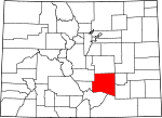 State map highlighting Pueblo County