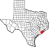 State map highlighting Brazoria County
