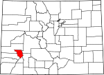 State map highlighting Ouray County