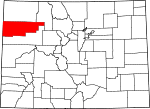 State map highlighting Rio Blanco County