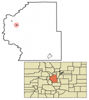 Location of Fairplay in Park County, Colorado.