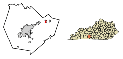 Location of Oakland in Warren County, Kentucky.