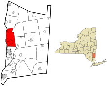 Location within Dutchess County and New York