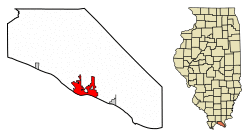 Location of Metropolis in Massac County, Illinois.