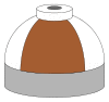 Illustration of cylinder shoulder painted in brown and white quarters