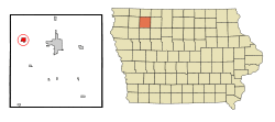 Location of Everly, Iowa