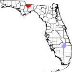 A state map highlighting Gadsden County in the northwestern part of the state. It is medium in size.