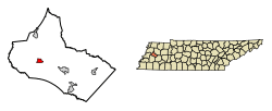 Location of Maury City in Crockett County, Tennessee.