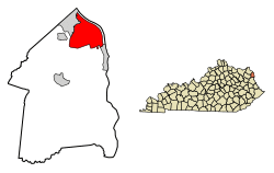 Location of Ashland in Boyd County, Kentucky.