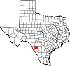State map highlighting Zavala County