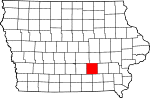 State map highlighting Mahaska County