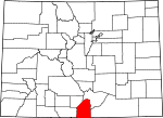 State map highlighting Costilla County