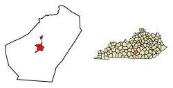 Location of Columbia in Adair County, Kentucky.