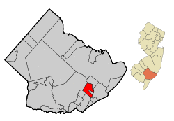 Map of Pleasantville in Atlantic County. Inset: Location of Atlantic County highlighted in the State of New Jersey.