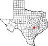 State map highlighting Bastrop County