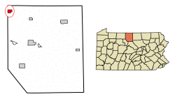 Location of Shinglehouse in Potter County, Pennsylvania.