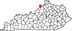 State map highlighting Trimble County
