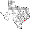State map highlighting Matagorda County