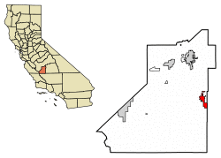 Location of Corcoran in Kings County, California.