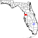A state map highlighting Hernando County in the middle part of the state. It is medium in size.