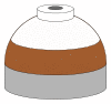 Illustration of cylinder shoulder painted in brown (lower and white (upper) bands