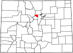 State map highlighting Gilpin County